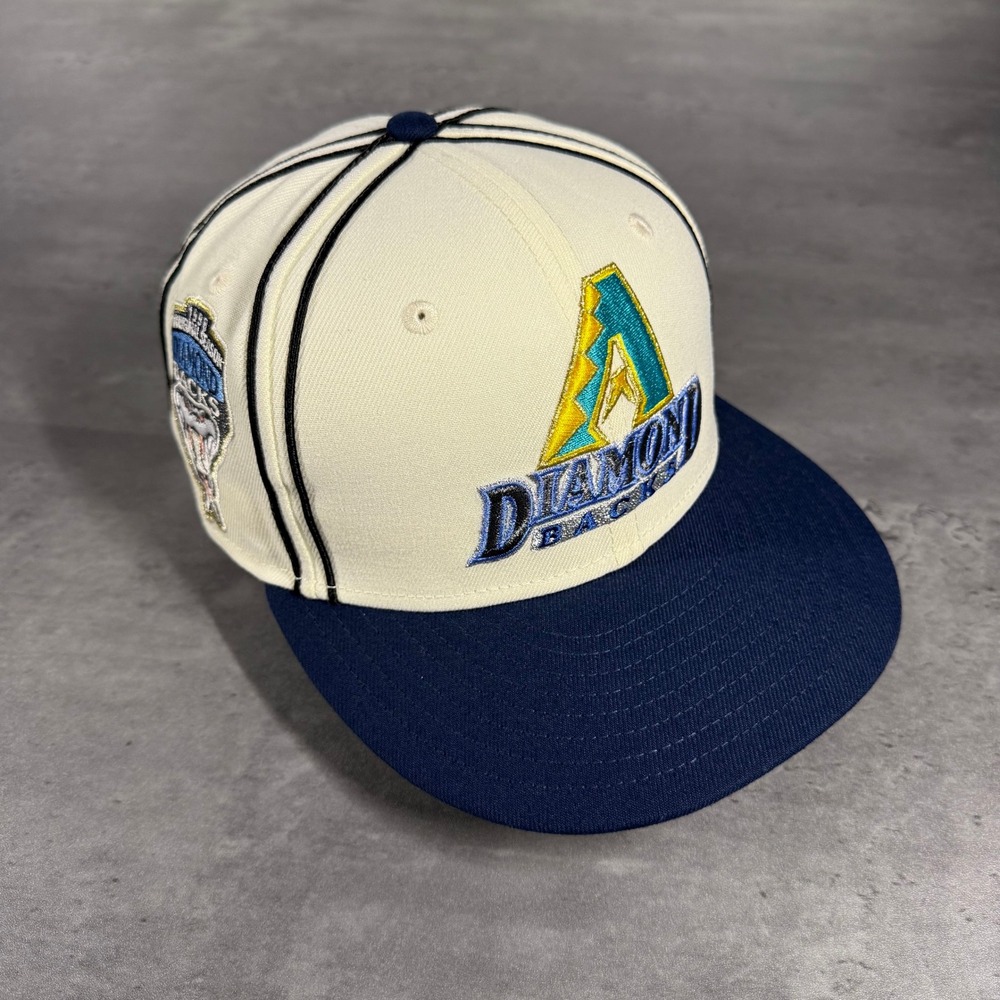 MyFitteds Arizona Diamondbacks Hat New Era Cap 7 1/8 Cream Navy Metallic Silver